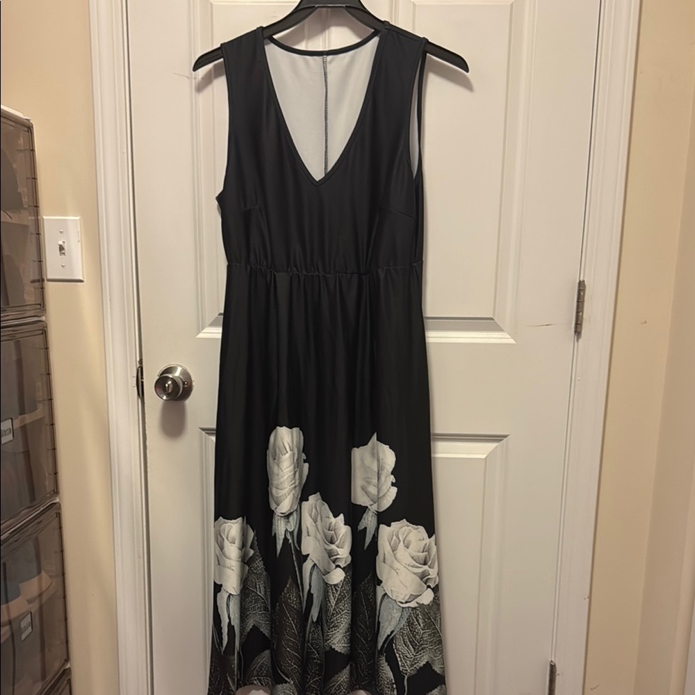 Elegant Black and White Floral Dress
